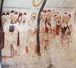 Fresque de l'oratoire du cimetire : dans la premire scne, Catherine a sa main leve, puis dans la deuxime ses mains sont croises. elle va tre dcapite -le jour de sa fte, le 25 novembre, les jeunes filles venaient la couronner, ce qui a donn la tradition des Catherinettes-