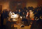 Les derniers moments du duc de Berry dans le foyer de la salle de l’Opéra après qu’il ait été poignardé. Il était le seul prétendant au trône de France. Ses funérailles furent en grande pompe grâce à  Louis XVIII.
