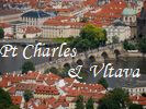 la Vltava et son pont garni de pitons - vue depuis la tour de Petrin
